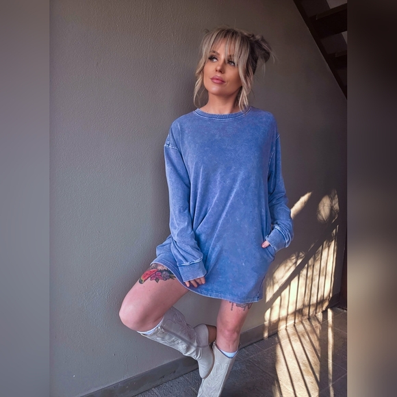 Indigo Pocket Sweatshirt Dress - Picture 5 of 8